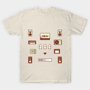 Pixel Art Music Set Red T-Shirt